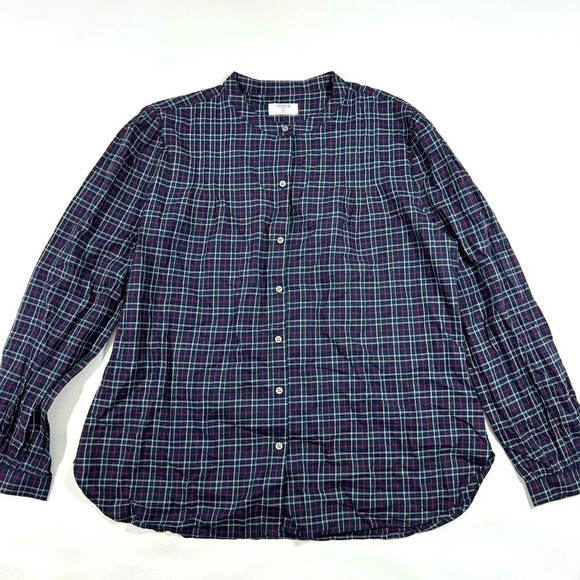 Untuckit Tara Plaid Shirt Long Sleeve Button Front Blue - Picture 2 of 8